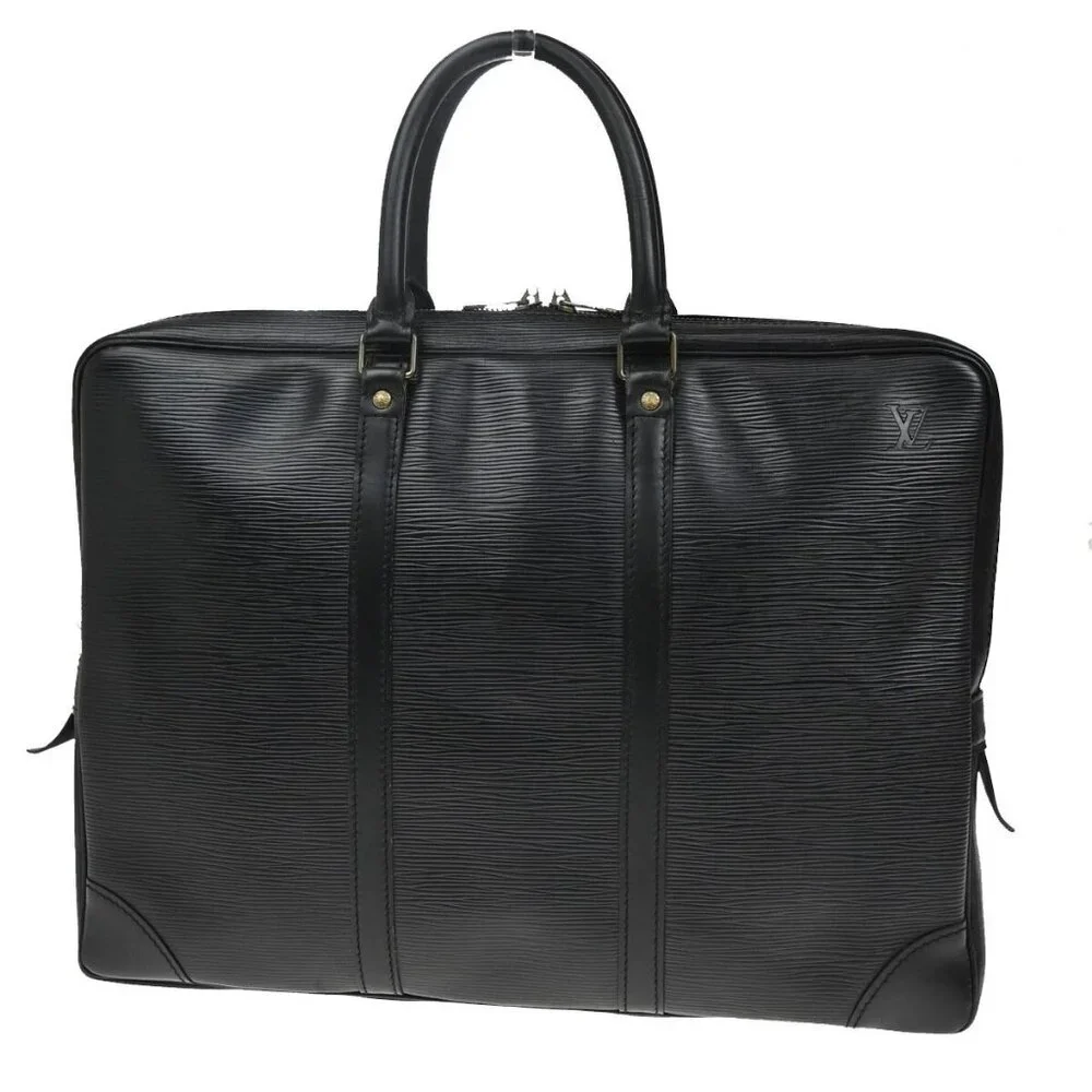 LOUIS VUITTON Porte Documents Voyage Briefcase Hand Bag Epi Black M54472 67EE792